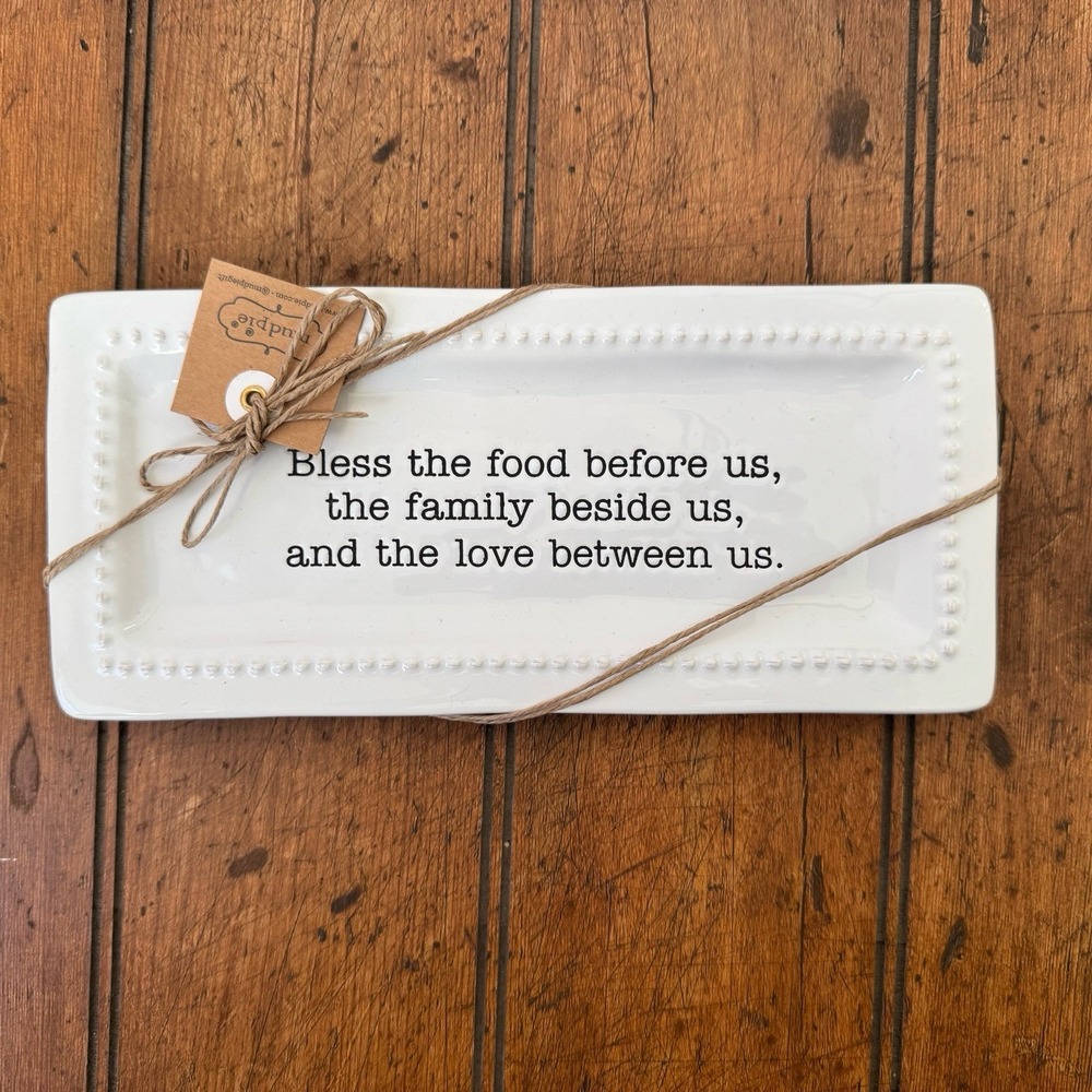 Mudpie Bless Food Thankful Family Trinket Dish Tray Thanksgiving Home Gift NWT